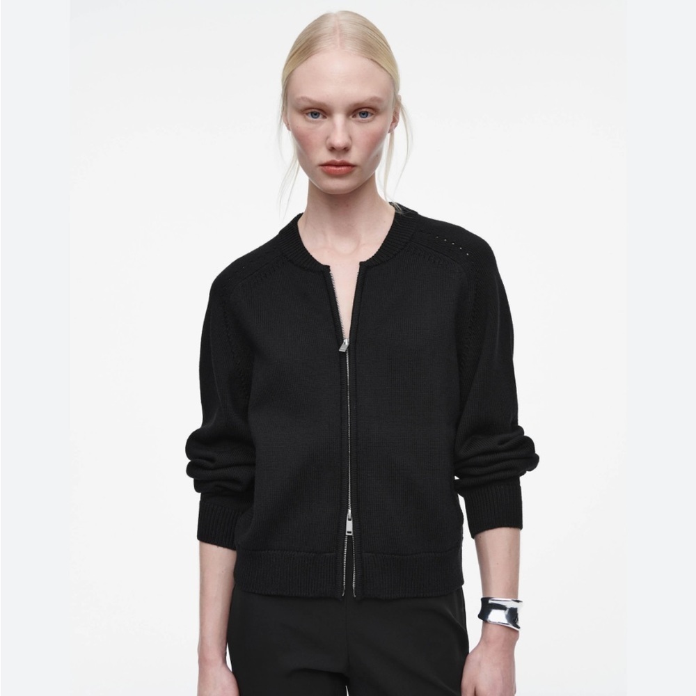 COS Black Wool Zip Up Jacket